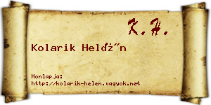 Kolarik Helén névjegykártya
