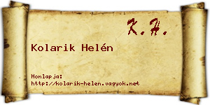 Kolarik Helén névjegykártya